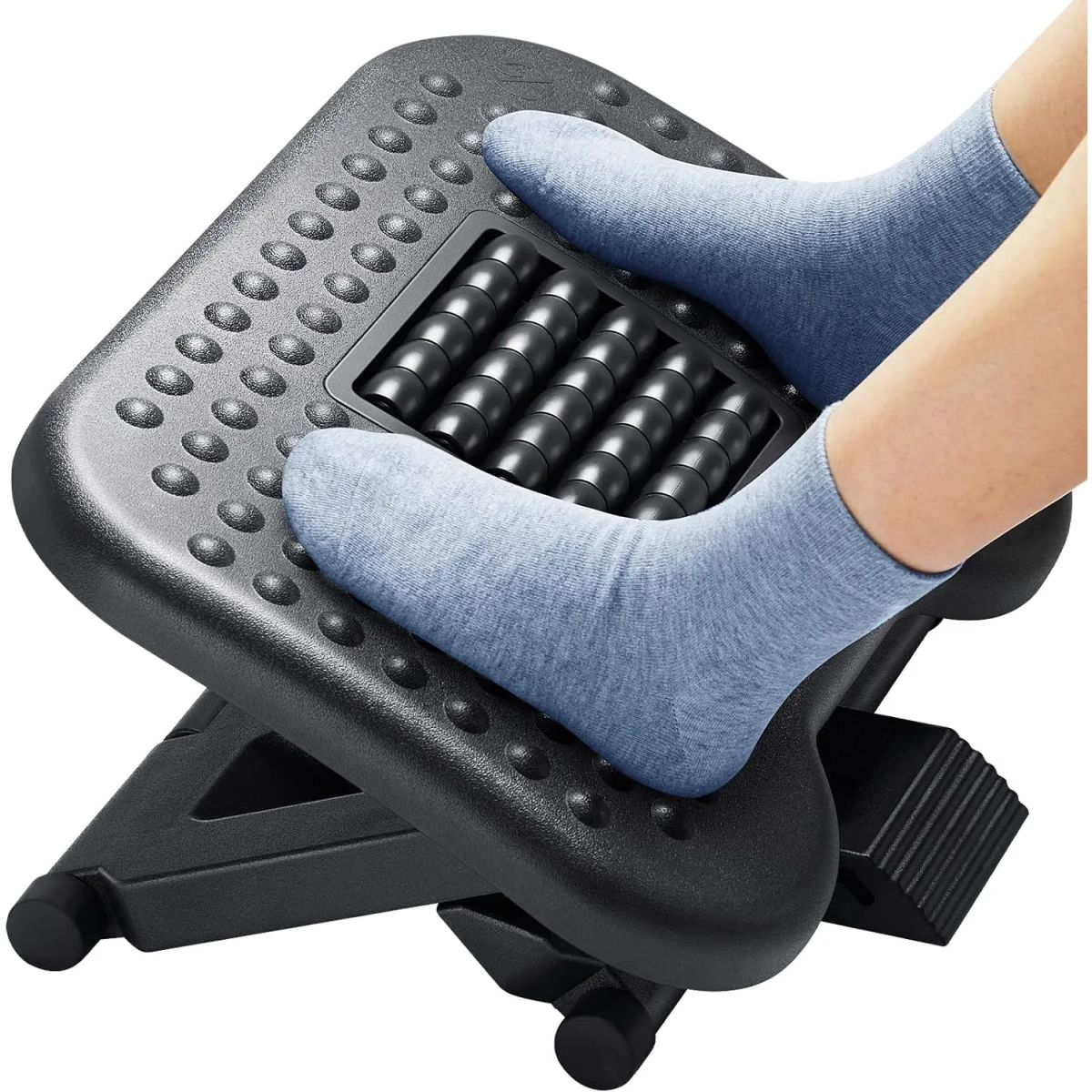 HOMETLY - descansa pies con masajeador ergonomico negro