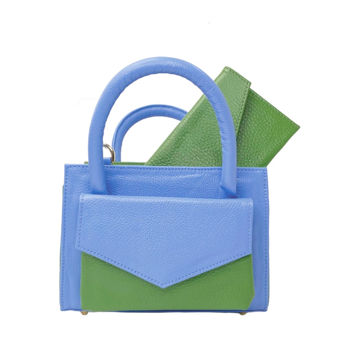DALIUS - MiniBag  bolso pequeño Blue Pistacho en cuero