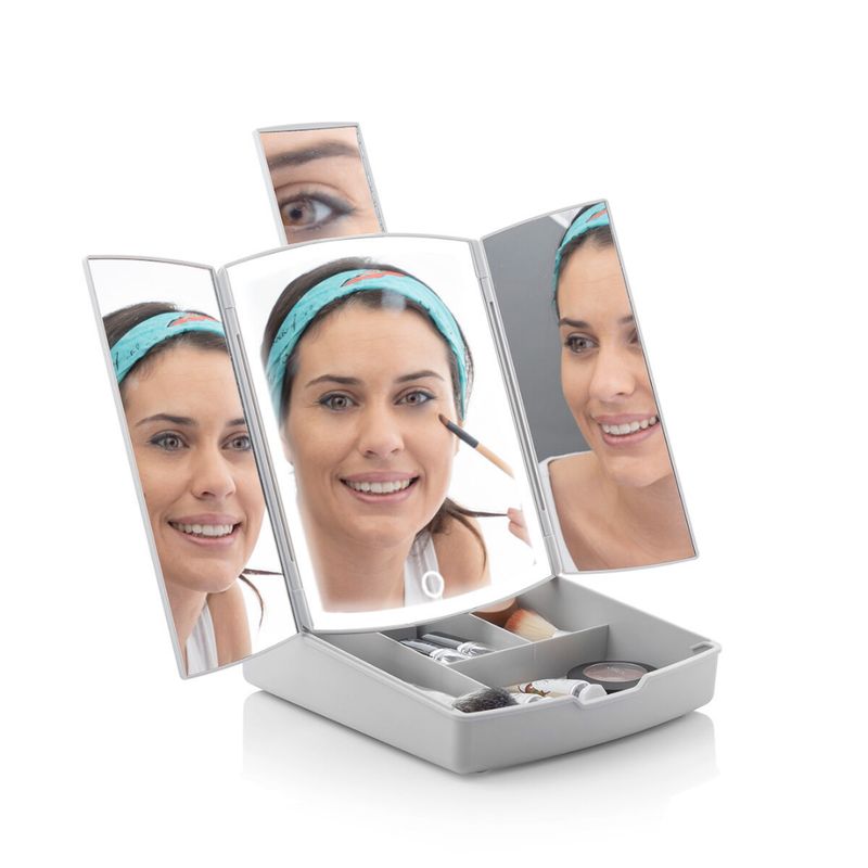 GENERICO - Espejo LED plegable con Organizador de Maquillaje Táctil