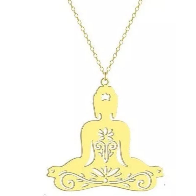 GENERICO - Collar Con Dije De Acero Color Oro Yoga Budista Chakra Mujer