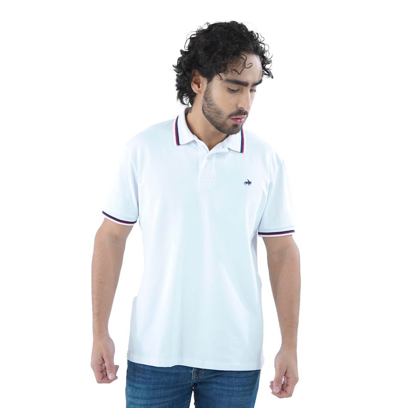 LAGUNA BLUE - Camiseta tipo polo para hombre bordada blanca Laguna Blue