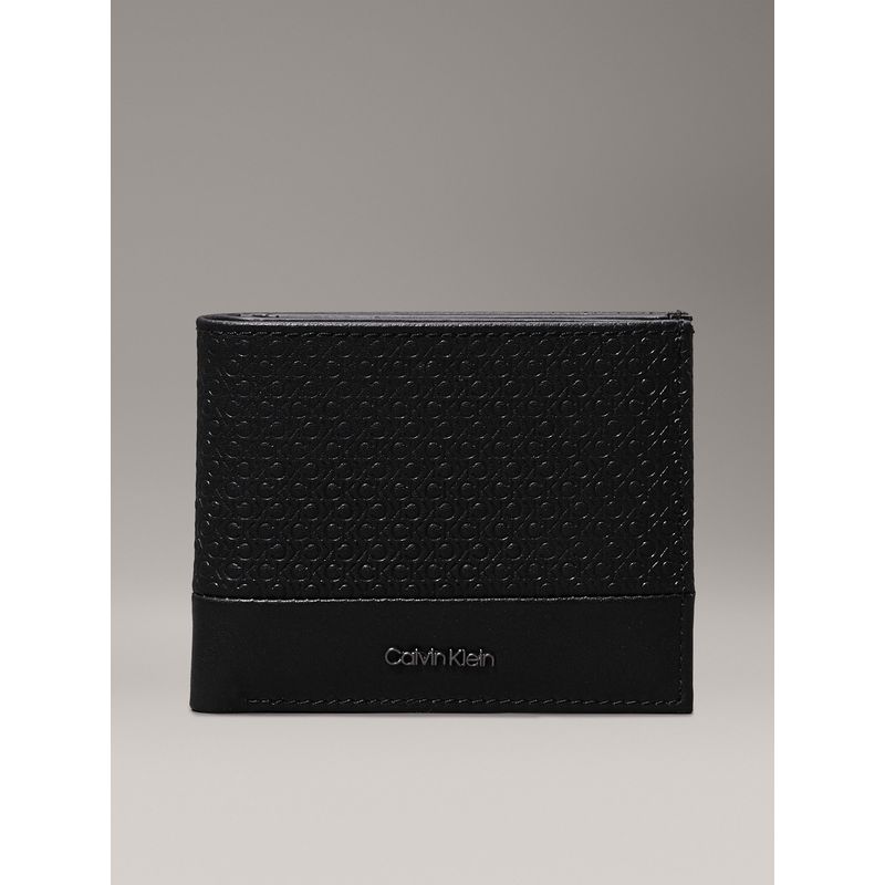 CALVIN KLEIN - Billetera negra con nano monograma Calvin Klein