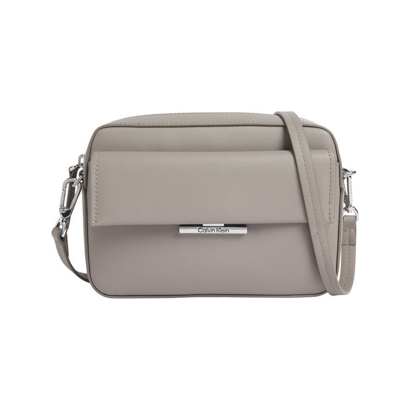 CALVIN KLEIN - Bolso gris cruzado Saffiano Calvin Klein