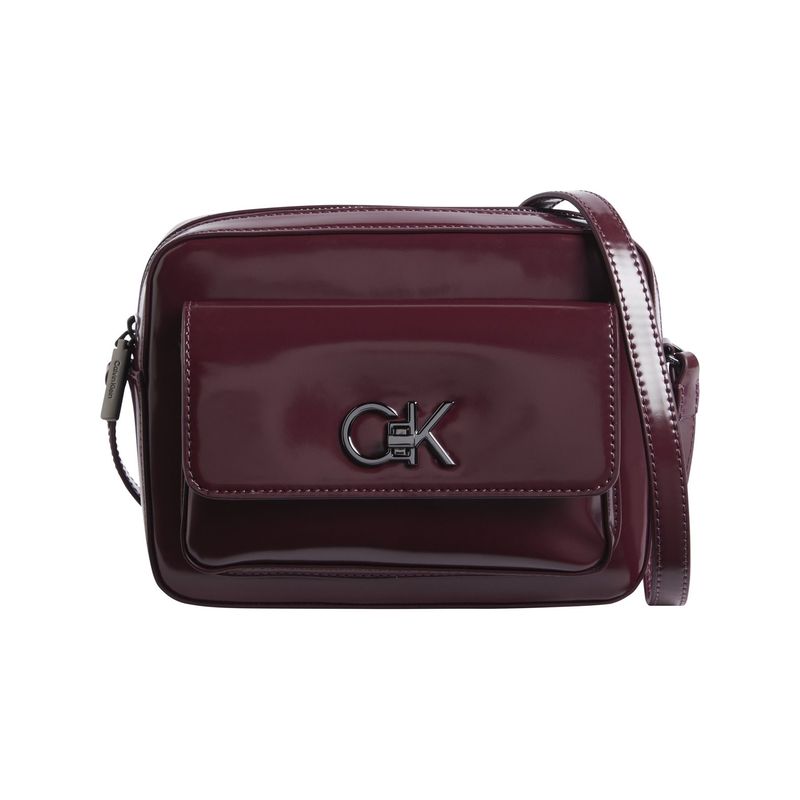CALVIN KLEIN - Bolso rojo re-lock con acabado brillante Calvin Klein