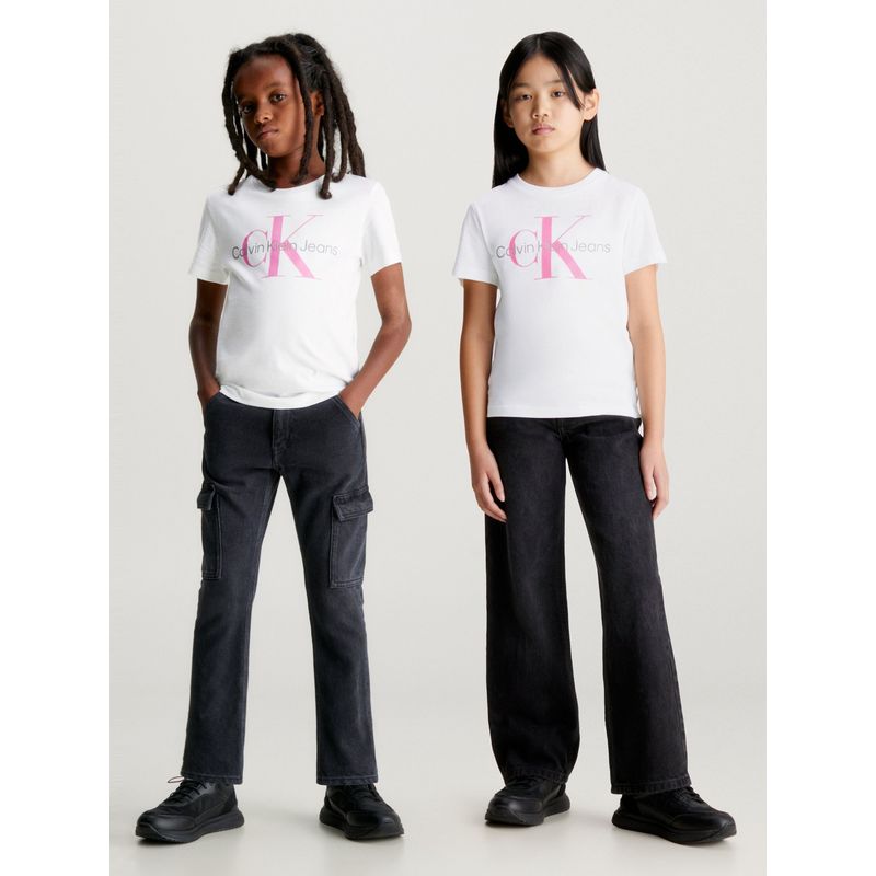 CALVIN KLEIN - Camiseta Niño Blanca Unisex Con Logo Calvin Klein