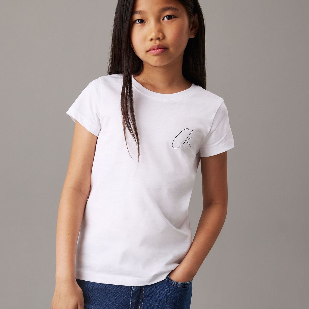CALVIN KLEIN - Camiseta Niña Blanca Slim Con Logo Calvin Klein