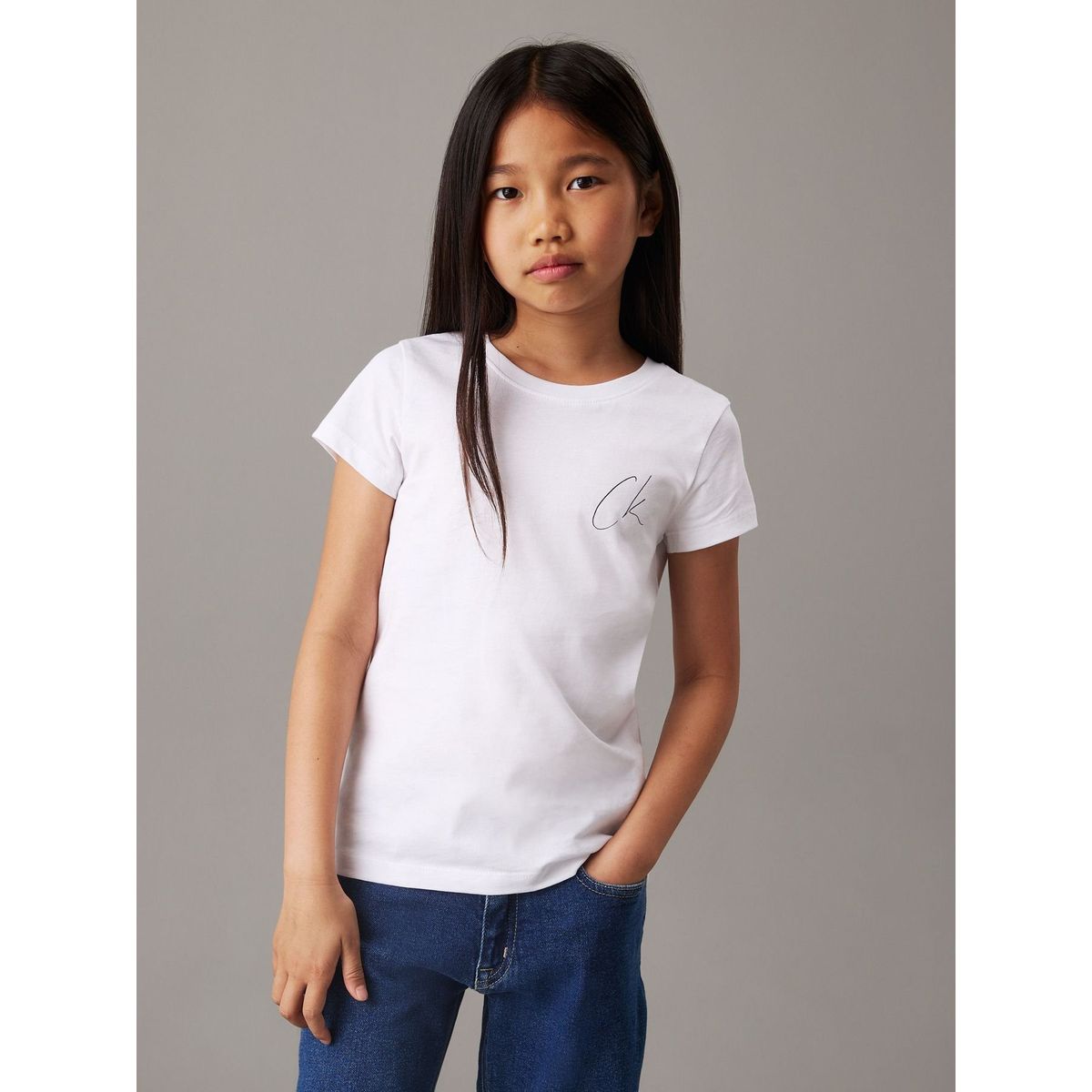 CALVIN KLEIN - Camiseta Niña Blanca Slim Con Logo Calvin Klein