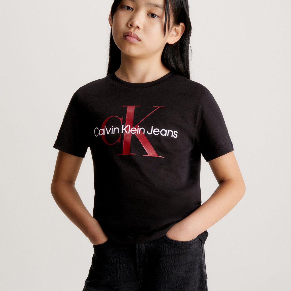 CALVIN KLEIN - Camiseta Niño Negra Unisex Con Logo Calvin Klein