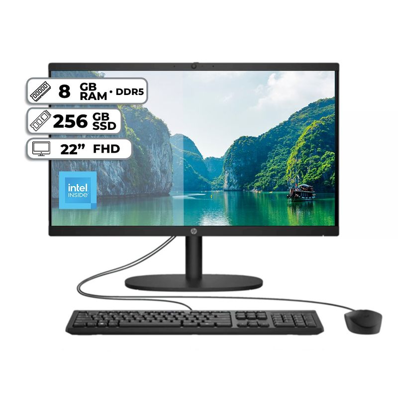 HP - TODO EN UNO AIO 22-DG0011LA INTEL N100 8GB RAM SSD 256GB PANTALLA 22” FHD