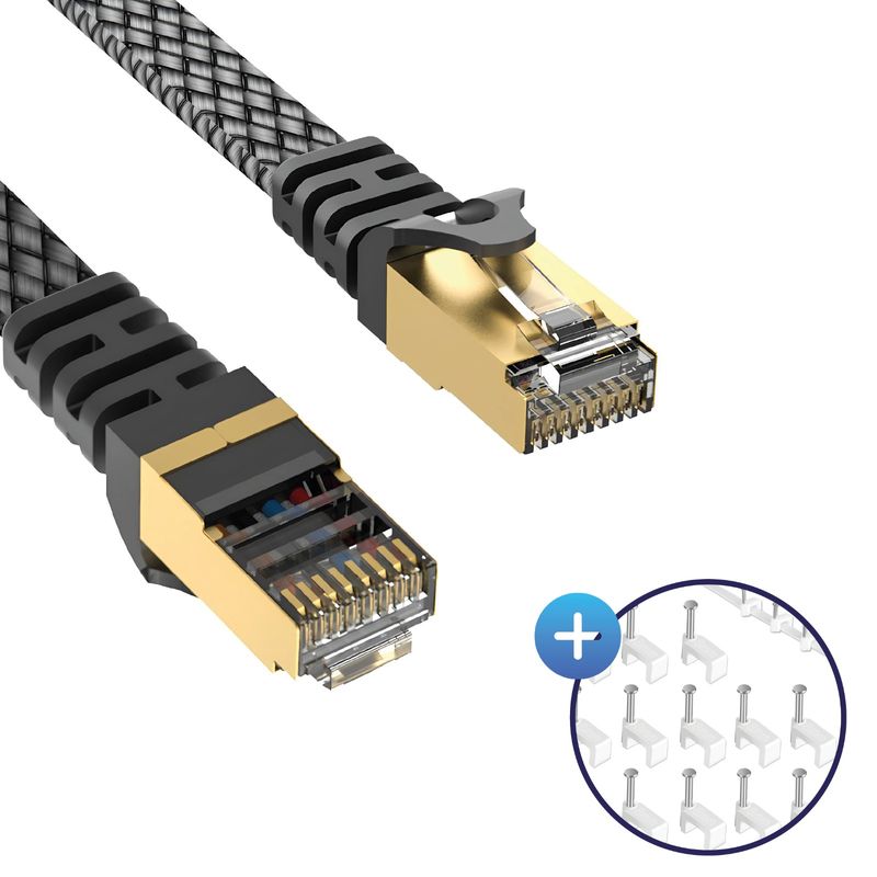 GENERICO - Cable Utp Ponchado Ethernet Cat 8 5 Metros 40 Gbps Trenzado Plano