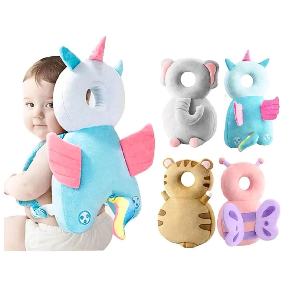 ONE PIXEL - Almohadilla Antigolpes Cabeza y Espalda para Bebé Unicornio