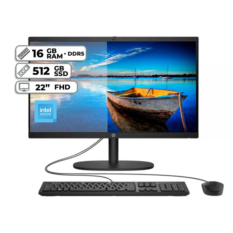 HP - TODO EN UNO AIO 22-DG0011LA INTEL N100 16GB RAM SSD 512GB PANTALLA 22” FHD