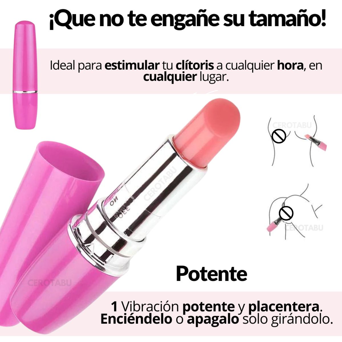 GENERICO - Consolador Bala Vibradora Lipstick Juguete Sexual Rosado