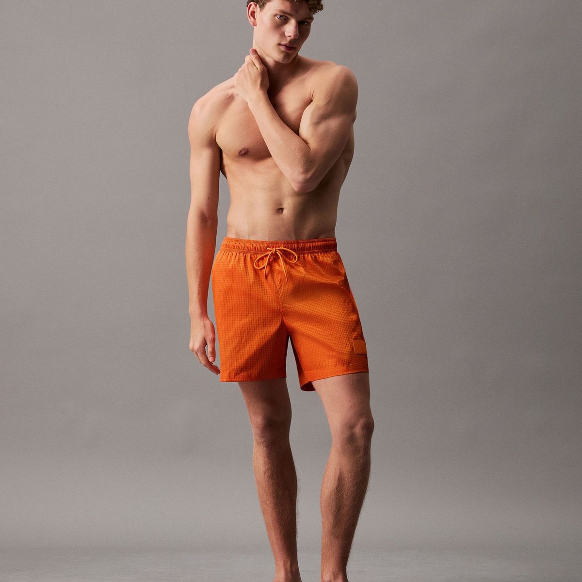 CALVIN KLEIN - Bermuda de Baño Naranjade largo medio con cordón antidesgarro Calvin Klein