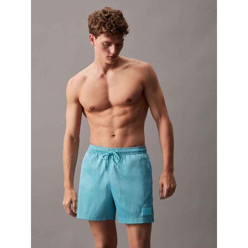 CALVIN KLEIN - Traje celeste de baño de largo medio con cordón antidesgarro Calvin Klein