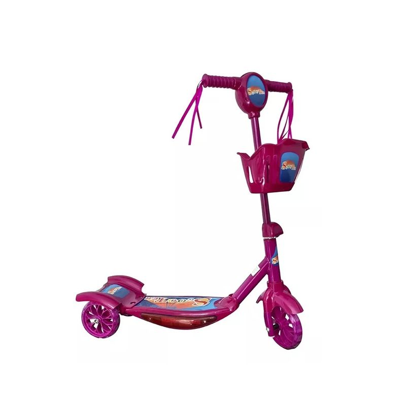GENERICO - Patineta Para Niños Con Luces Y Canasta De 3 Ruedas