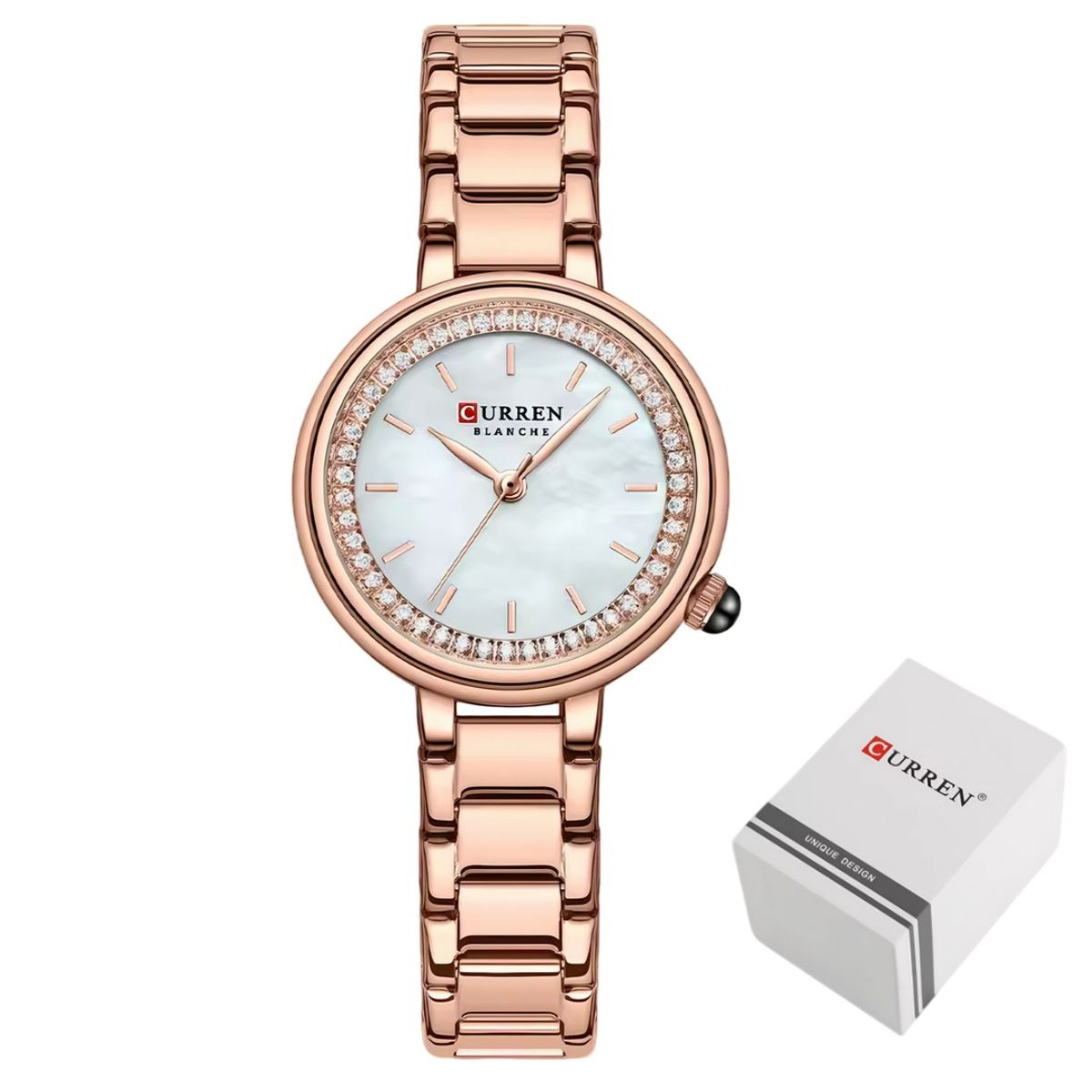 CURREN - Reloj Para Mujer Elegante Acero Inoxidable Lujo Moda Curren