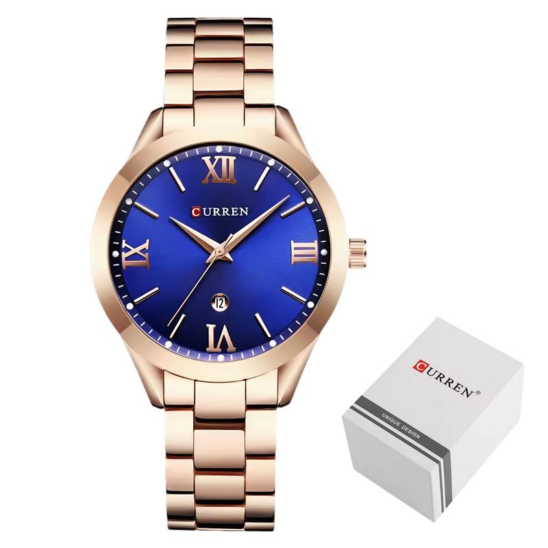 CURREN - Reloj Mujer Elegante Acero Inoxidable Moda Lujo Curren 9007