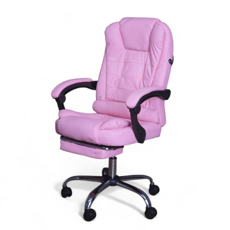 GENERICO - Silla De Escritorio Con Masaje En Dos Puntos Y Reposapiés Rosa