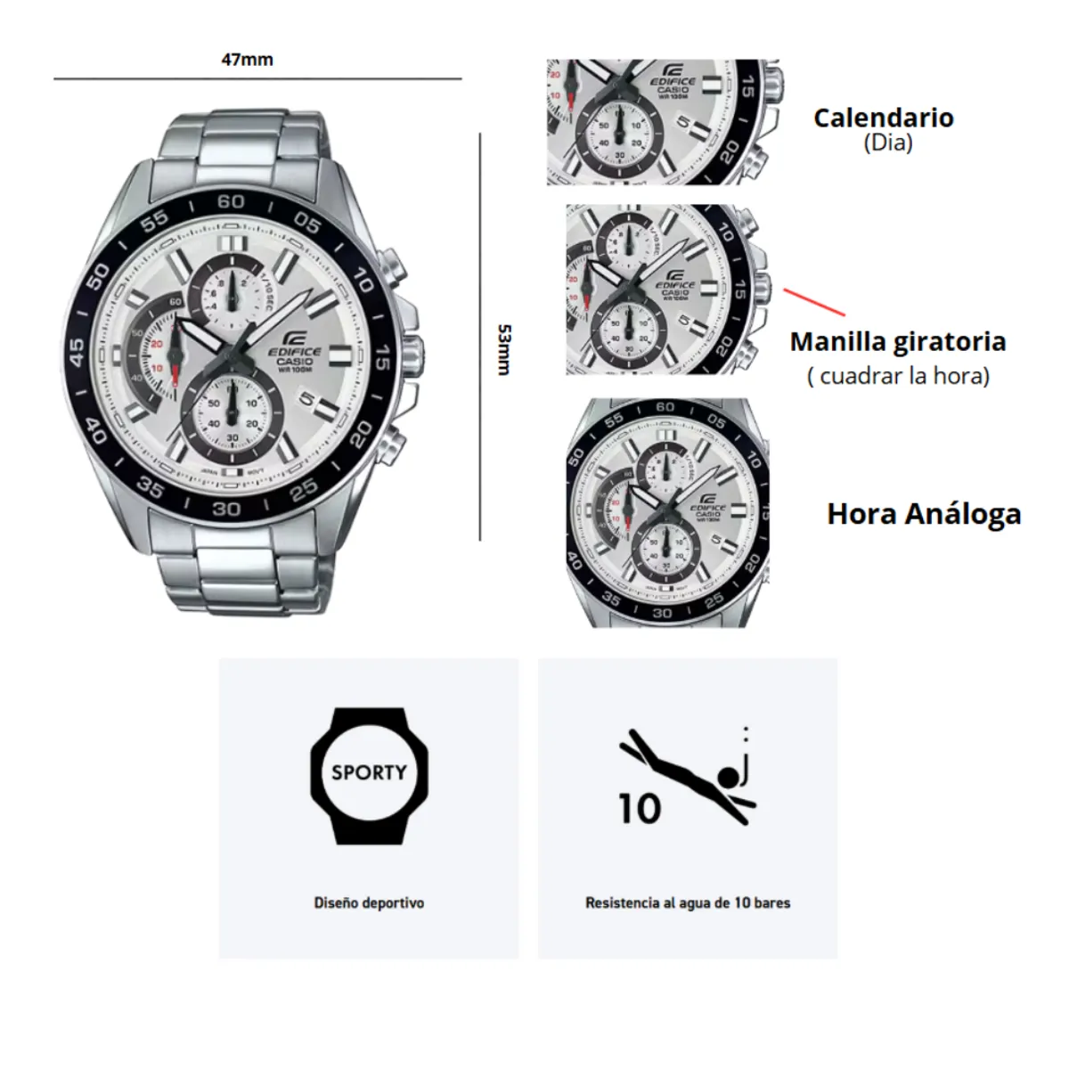 CASIO - Reloj Casio Edifice EFV-550D-7A Caballero