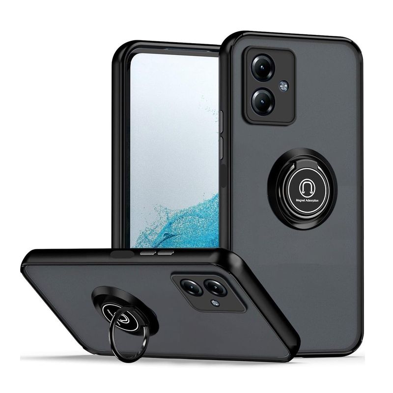 GENERICO - Funda Estuche Protector Mate Anillo Compatible Motorola G54 Negro
