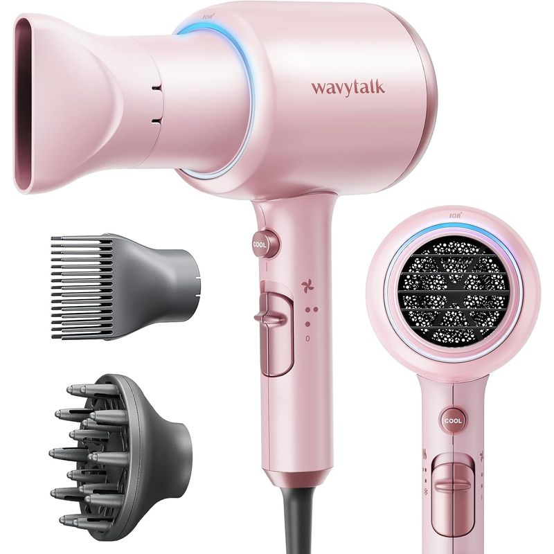 USA - Secador De Pelo Wavytalk Con Difusor Para Cabello Rizado Rosa