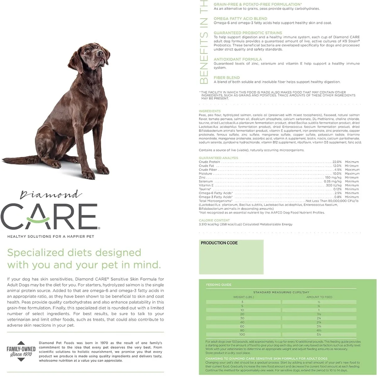 DIAMOND NATURALS - Diamond Care Sensitive Skin Dogs Piel Sensible 25lb