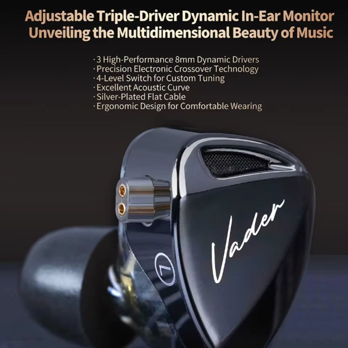 KZ - Audifonos In-ear  Kz Vader Hi-res Vers. Monitores In Ear con microfono