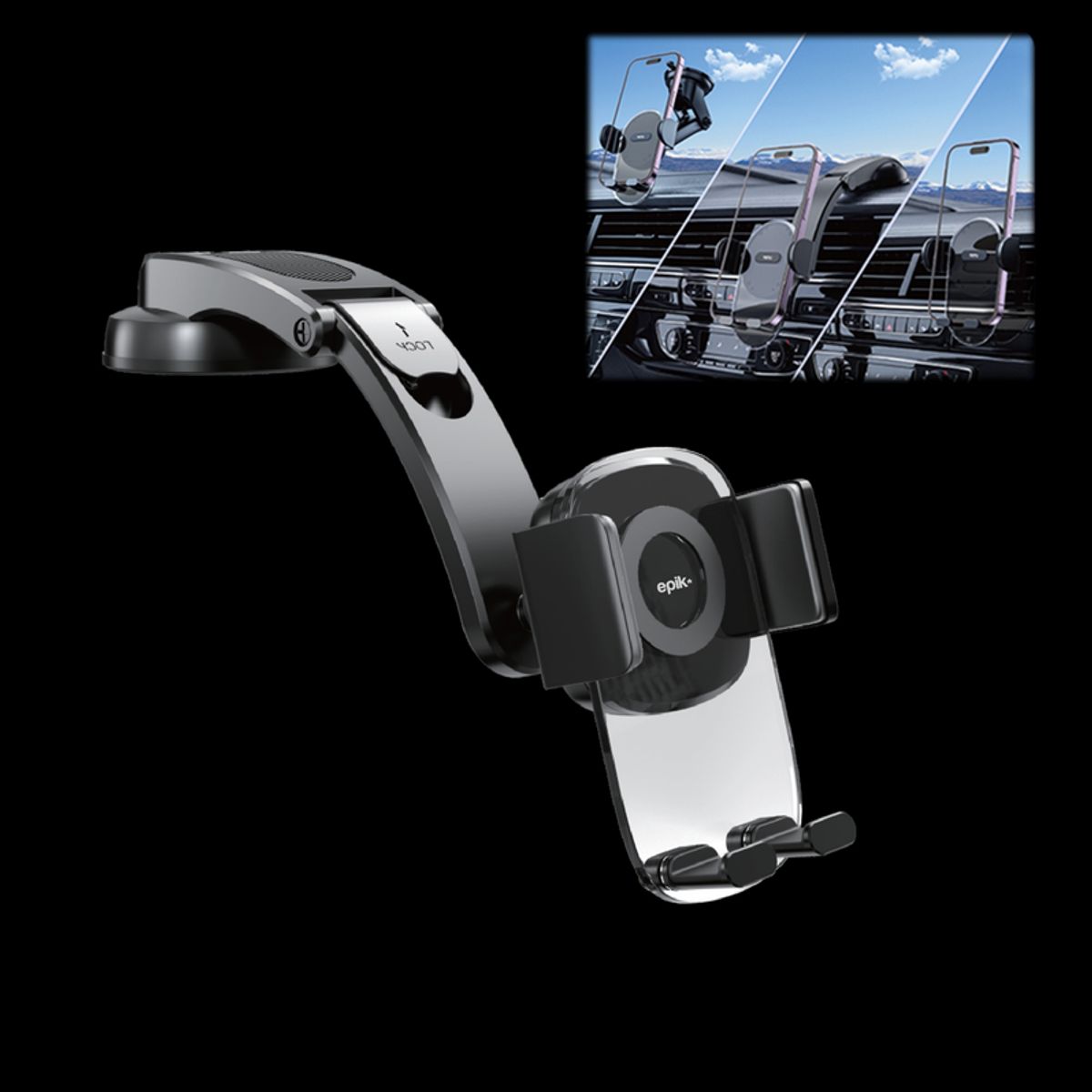 GENERICO - Holder Celular Carro Chupa Base Tablero Vidrio Ajustable 360