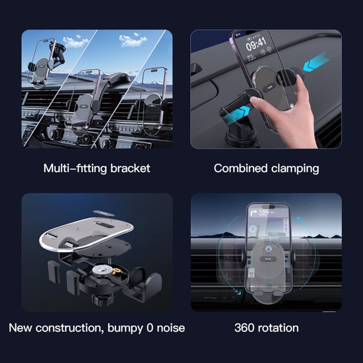 GENERICO - Holder Celular Carro Chupa Base Tablero Vidrio Ajustable 360