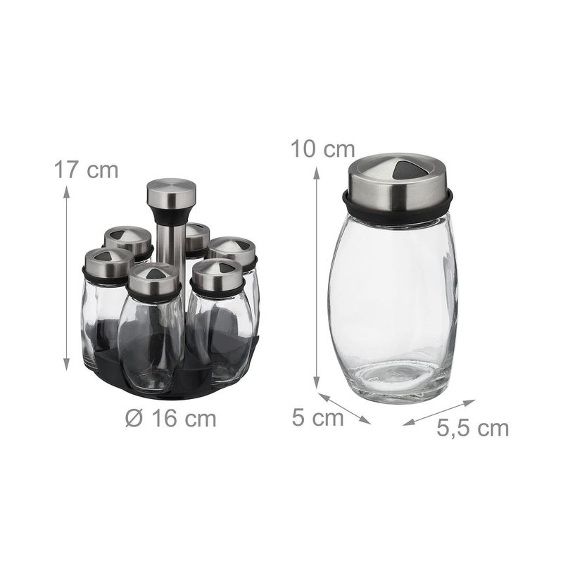 GENERICO - Set De Condimentos Y Especiero X 6 Frascos + Base Giratoria