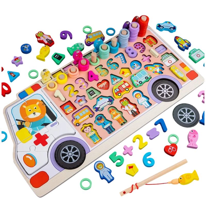 GENERICO - JUEGO EDUCATIVO NIÑOS ABACO NUMEROS FIGURAS JUEGO DE PESCAR