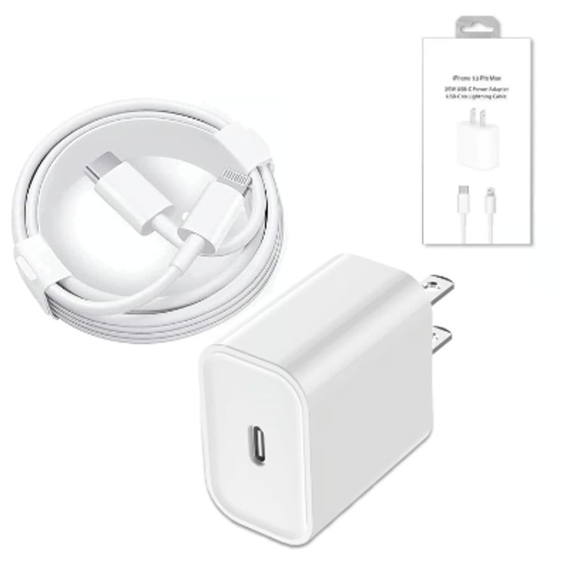 GENERICO - CARGADOR COMPATIBLE IPHONE + CABLE TIPO C - CARGA RÁPIDA 25W