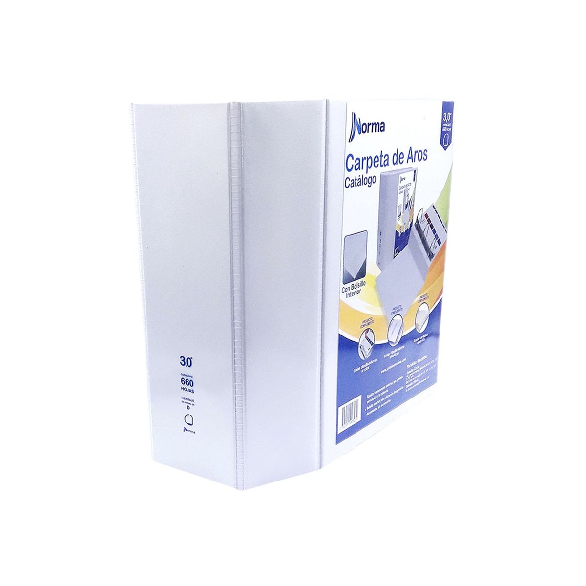 NORMA - Pasta Catalogo 3 Aros 3.0D Blanca Norma