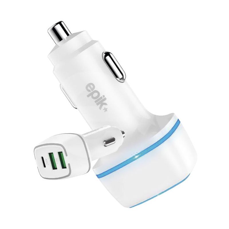 GENERICO - Cargador Carro Carga Rápida Usb A + Usb Tipo C 3 Puertos 20W