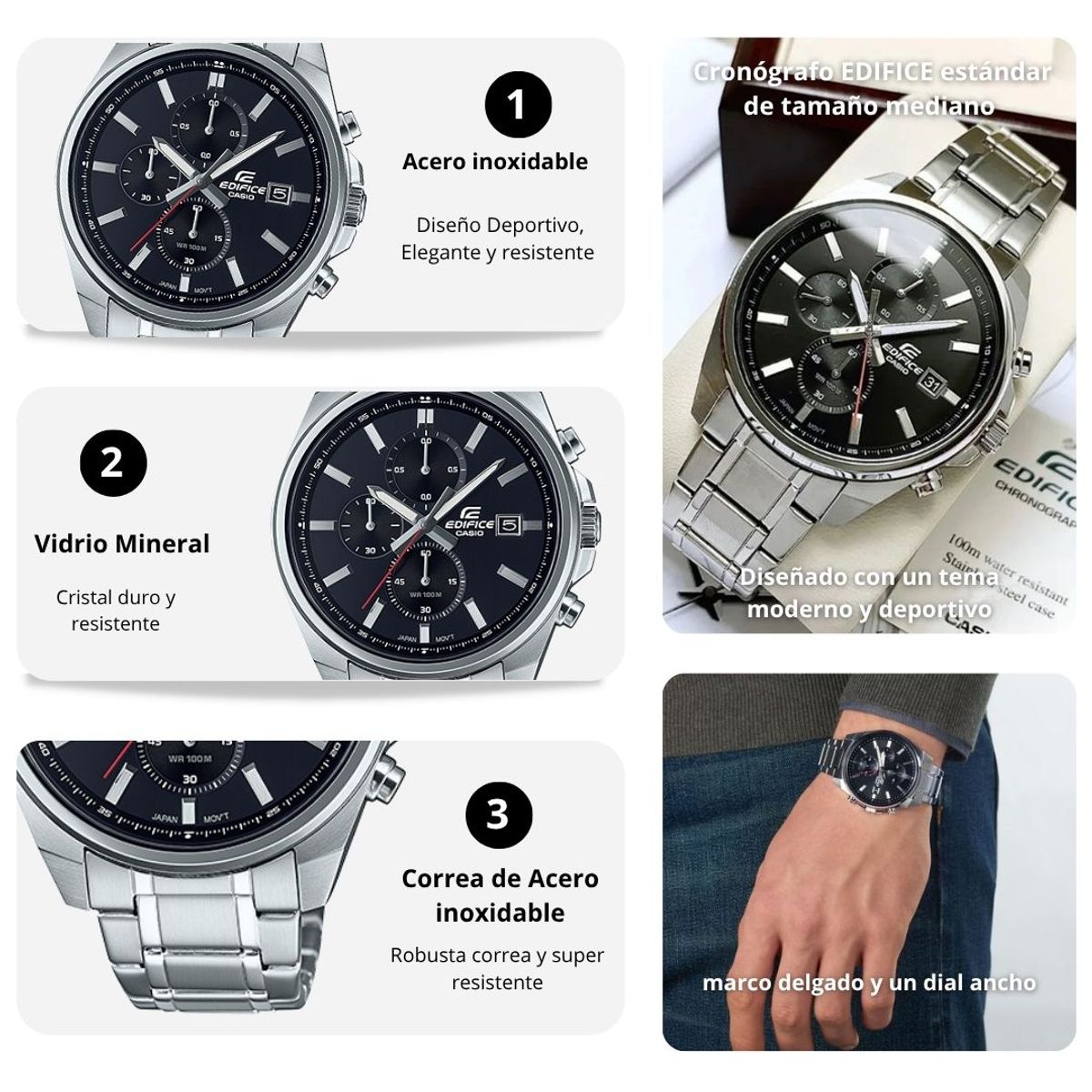 CASIO - Reloj Hombre Casio Edifice EFV-610D-1A Diseño Elegante