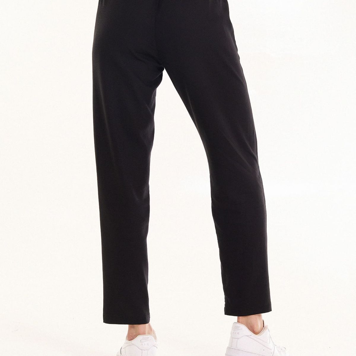 BELIFE - Pantalon lino negro con bolsillos frontales para mujer Belife