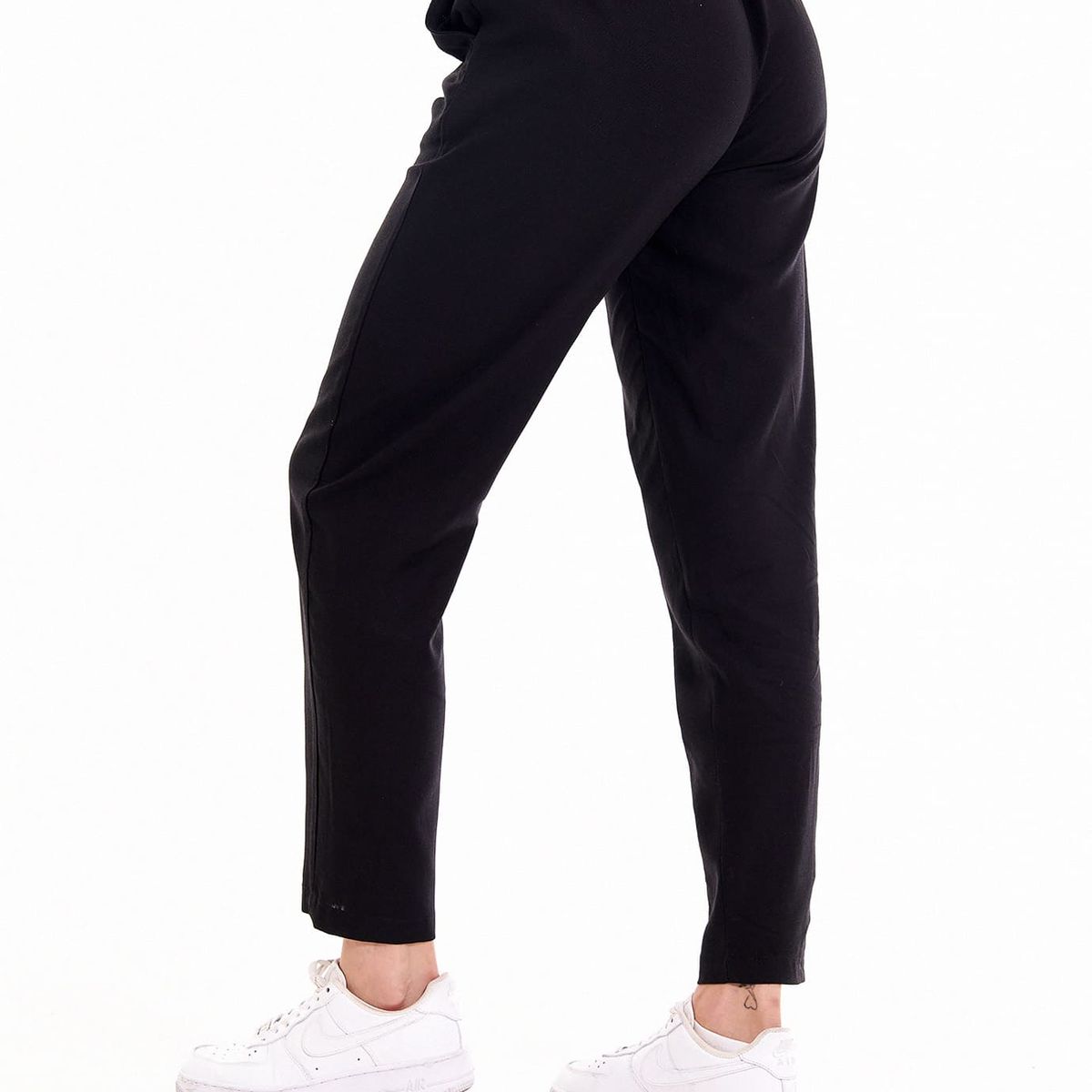 BELIFE - Pantalon lino negro con bolsillos frontales para mujer Belife