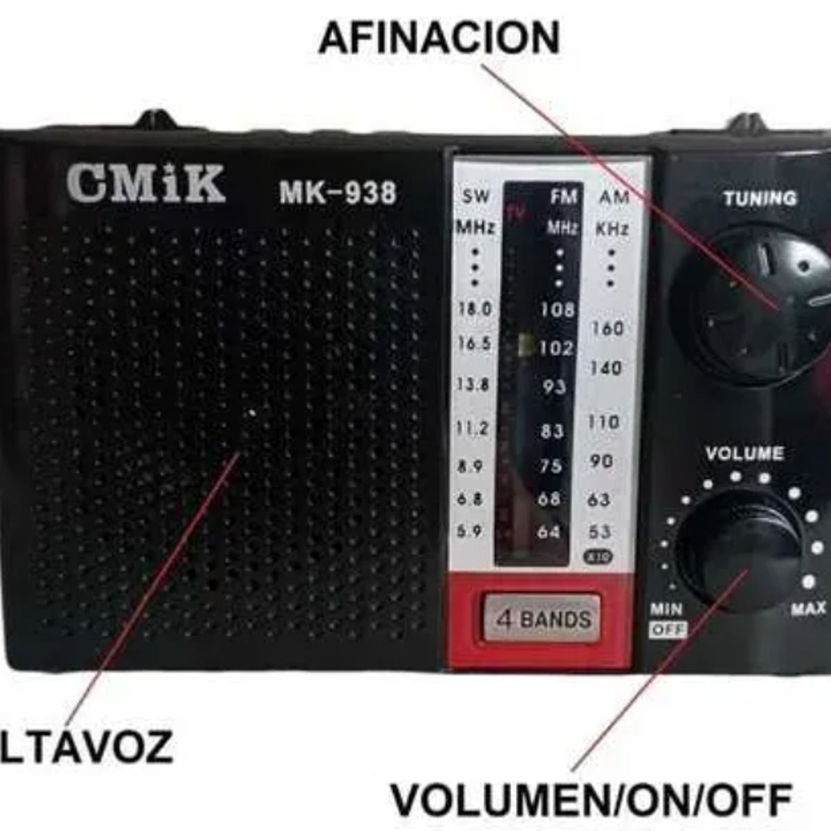 SHEN HUANG - Radio Bocina Portátil Bandas Am Fm SW Altavoz Reproductor