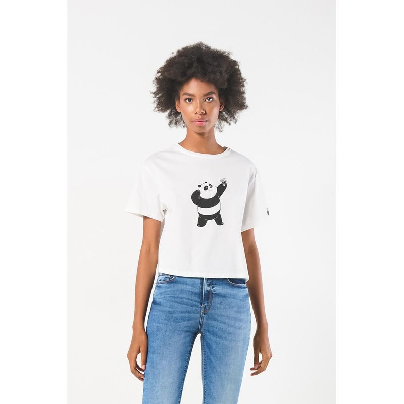 KOAJ - KOAJ Crop top femenino manga corta con estampado en frente de  MUJER