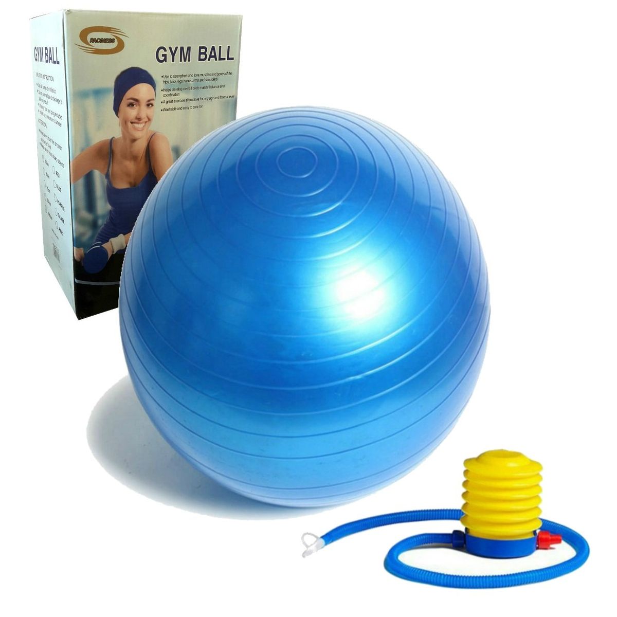 GENERICO - Bola Pilates 65 Cm Pelota Abdominal Yoga Terapia + Inflador