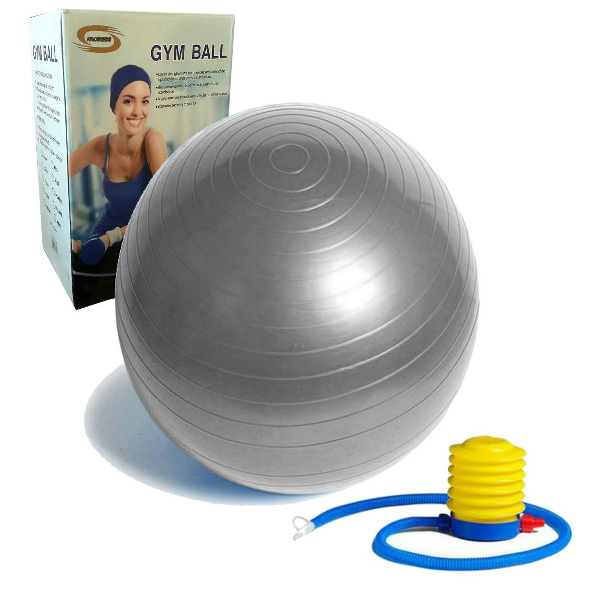 GENERICO - Bola Pilates 65 Cm Pelota Abdominal Yoga Terapia + Inflador