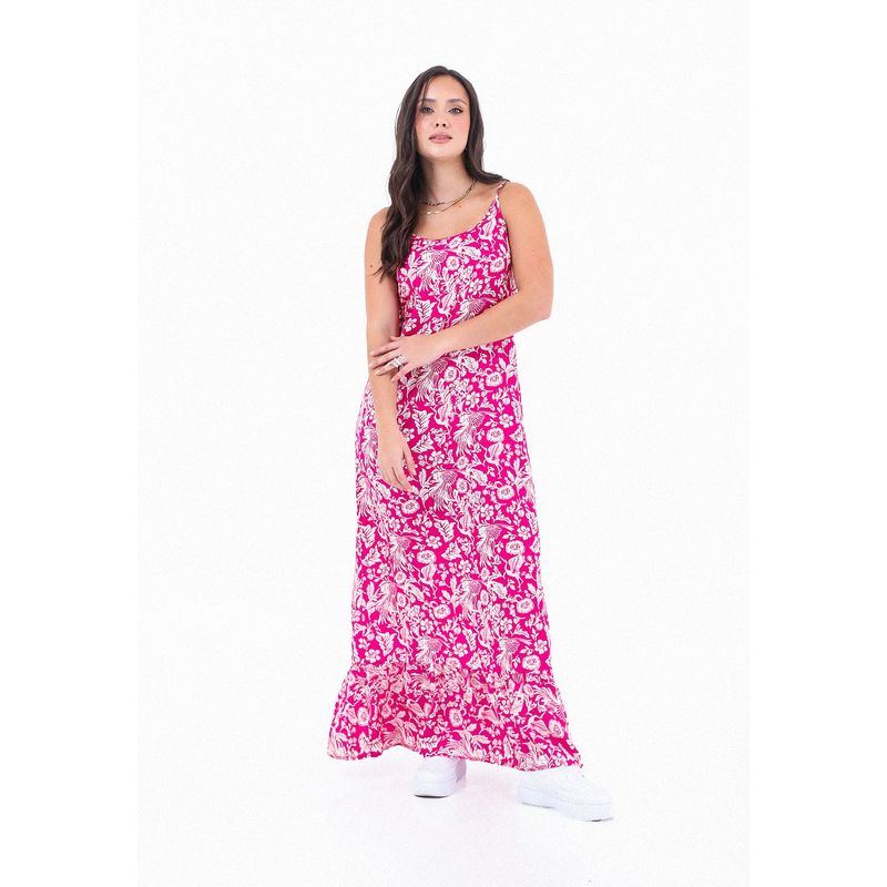 BELIFE - Vestido Largo Con Cargaderas Fucsia Para Mujer Belife