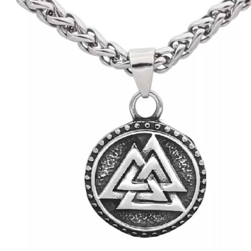 GENERICO - Collar Color Plata Dije Pequeño Valknut Vikingo Acero Hombre