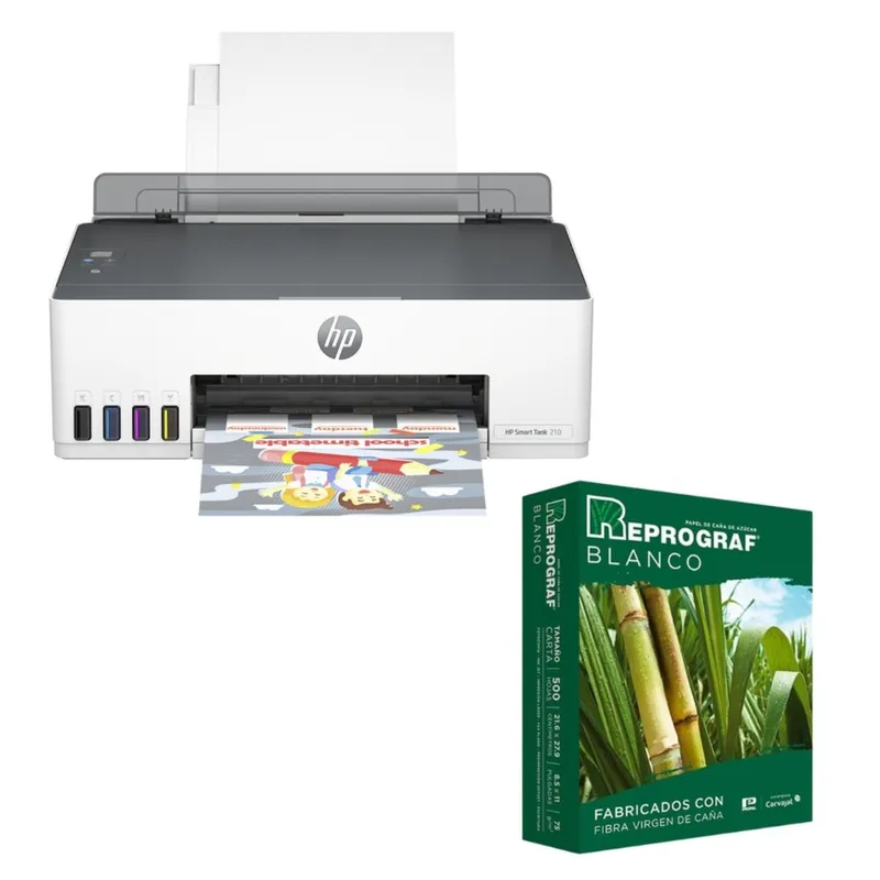 HP - Combo Impresora HP Smart Tank 210 Blanca + Resma