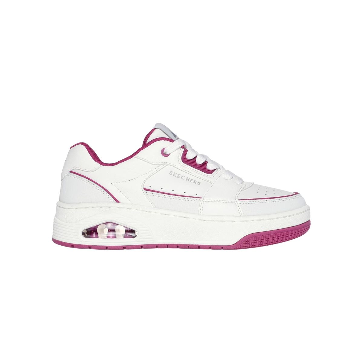 SKECHERS - Tenis Skechers Street Uno Courted Style Color Blanco y Rosa