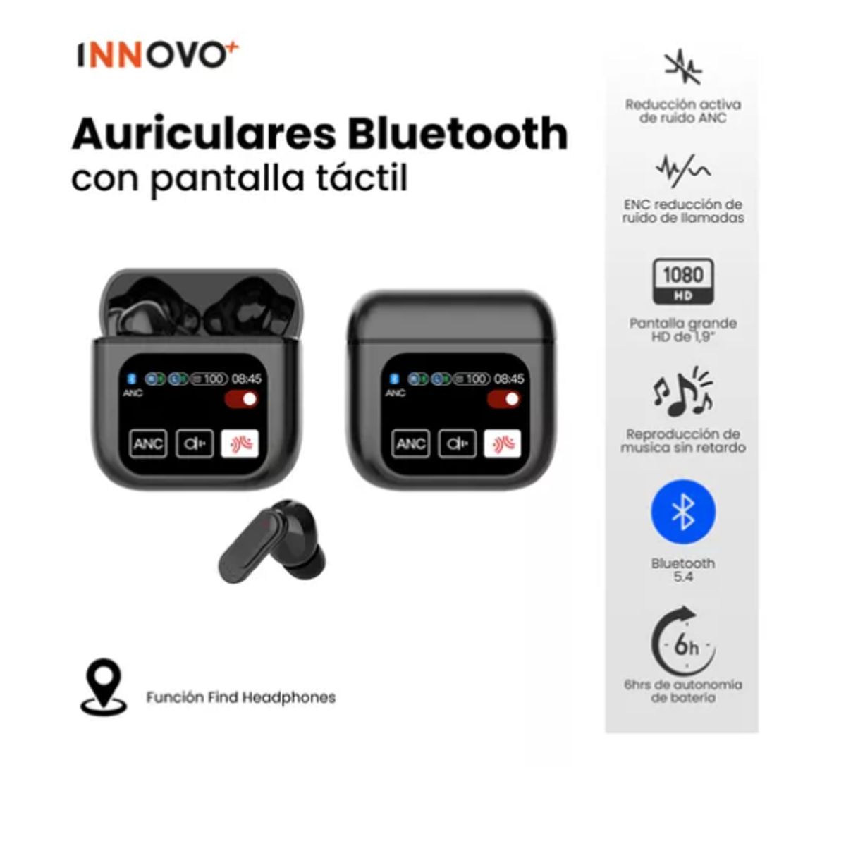 INNOVA - Audifonos Bluetooth 5ta Generacion Cancelación Ruido Sonido Mega Bass