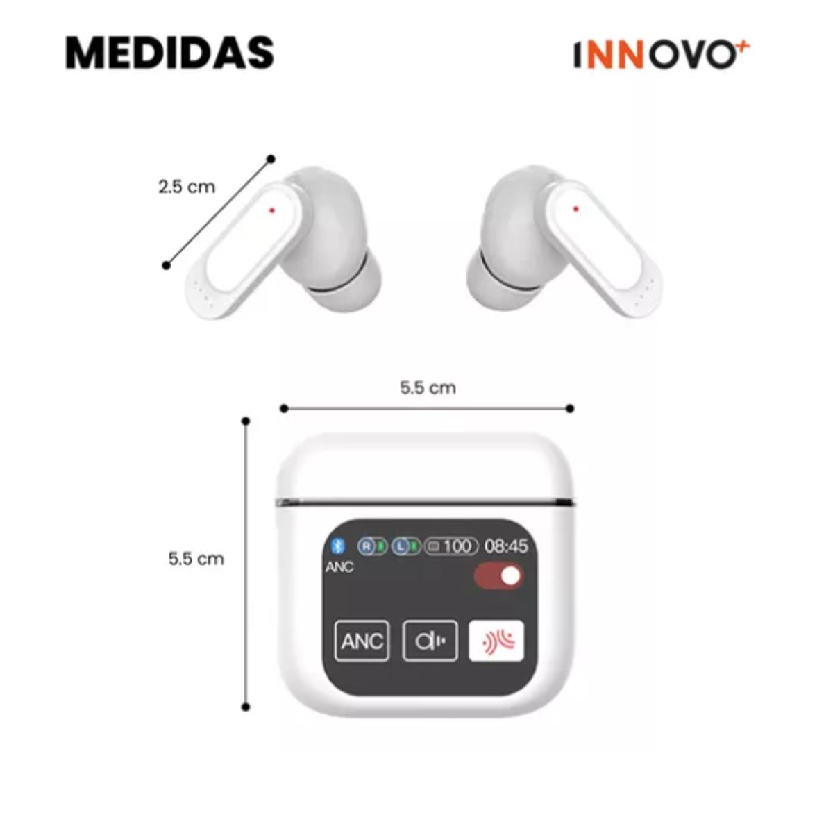 INNOVA - Audifonos Bluetooth 5.2 5ta Generacion Blanco Edicion Sonido Mega Bass