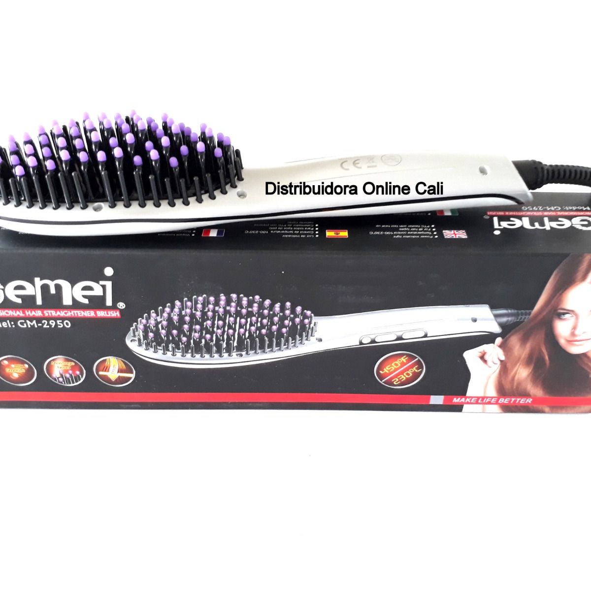 GEMEI - Cepillo Alisador Eléctrico De Cabello Gemei Original Ceramic