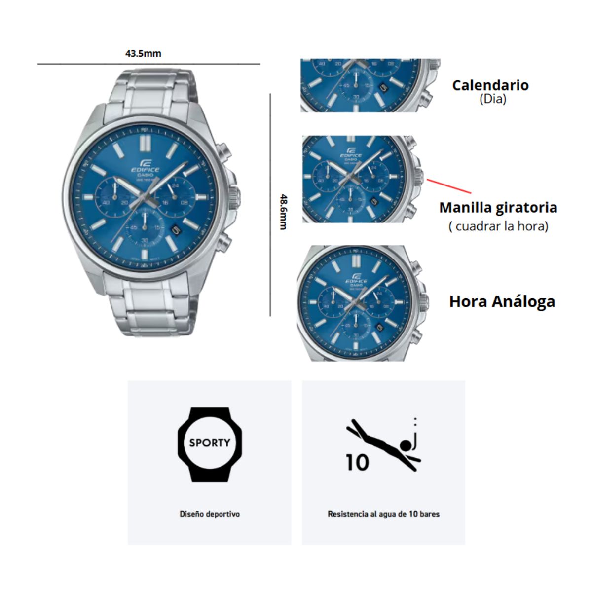 CASIO - Reloj Casio Edifice EFV-650D-2A Caballero